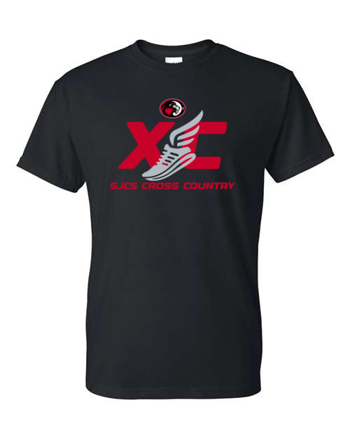 2026 SJCS Cross Country. Black Short Sleeve/Long Sleeve Tee