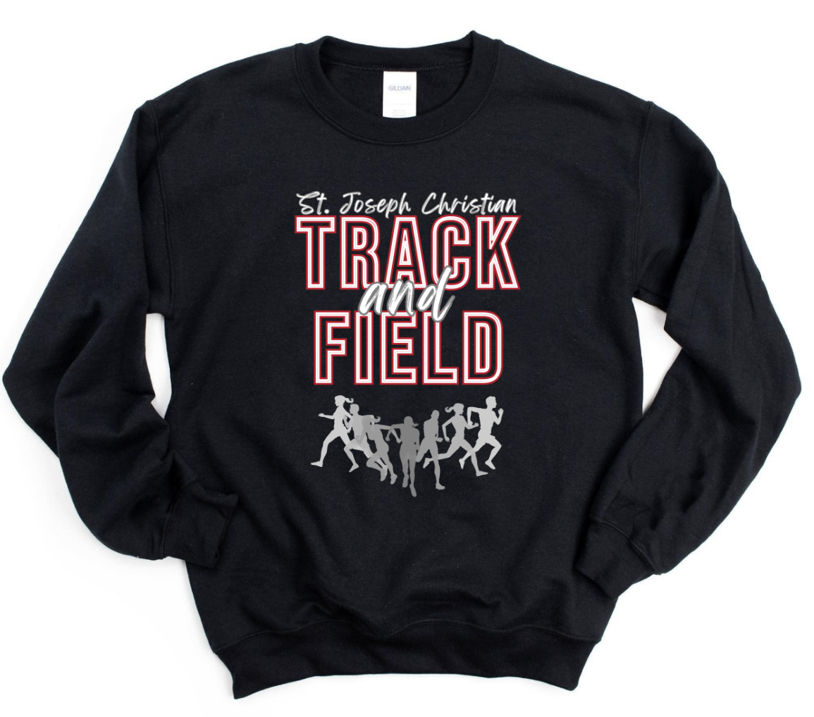 Red Lined Track And Field Black Sweatshirt/Hoodie Option