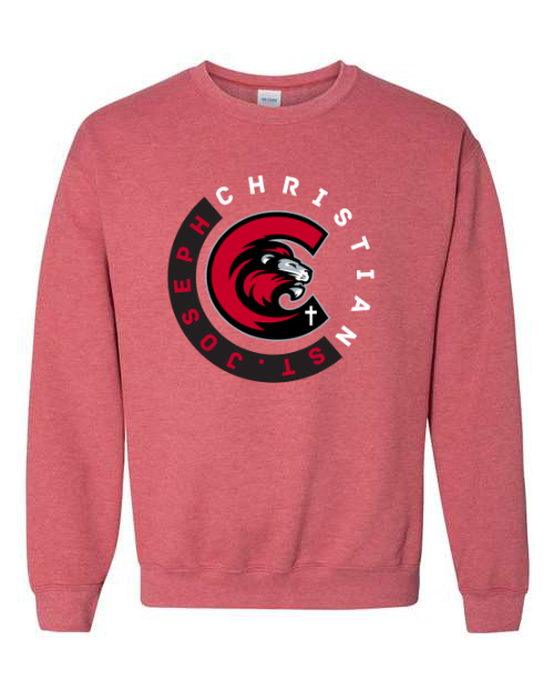 SJCS Circle C Logo Heather Red Sweatshirt/Hoodie Option