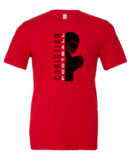 Vertical Christian Football Bella Canvas Red Options