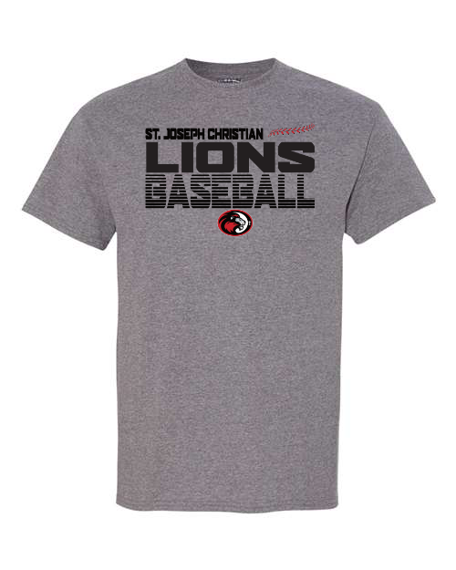 SJCS Lions Baseball Lined Heather Graphite Short Sleeve & Long Sleeve Option