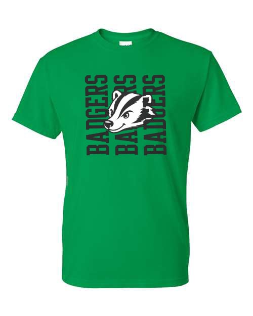 **YOUTH ONLY** Badgers Repeat Irish Green Gildan Short Sleeve