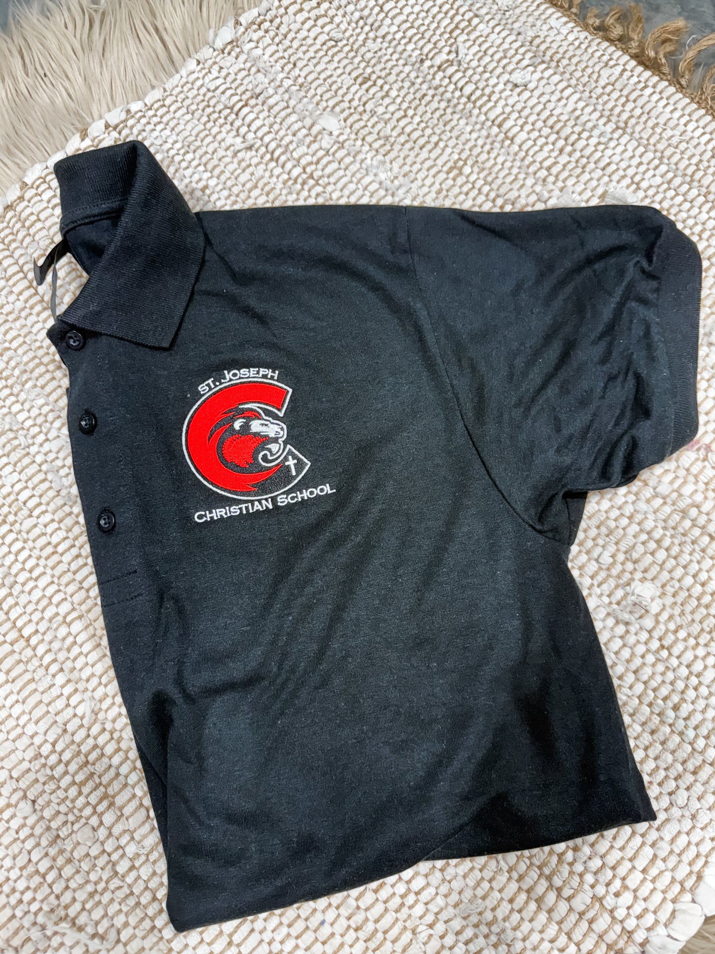 **EMBROIDERED** Black Adult Gildan Dryblend Polo