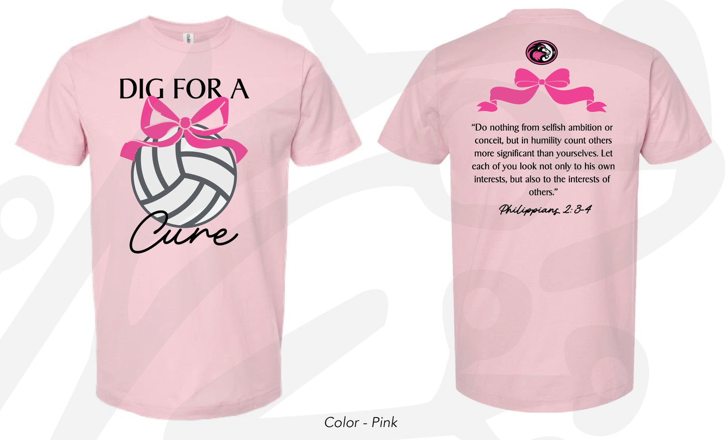 Front + Back Dig For A Cure Pink Tee