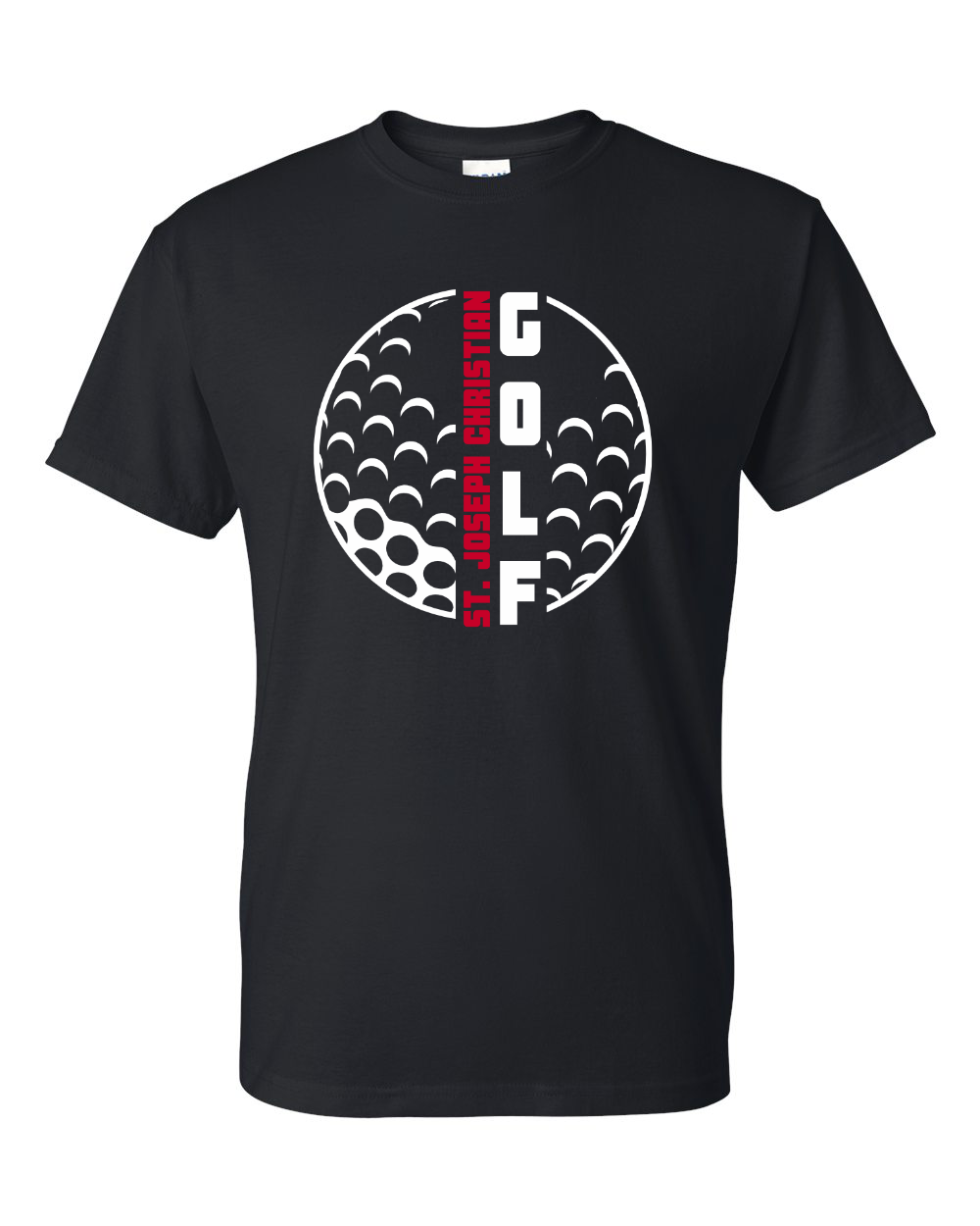 Red & White Golf Design Black Tee