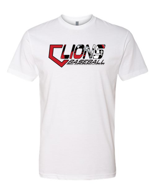 Red & Black Lions Baseball Next Level White Tee