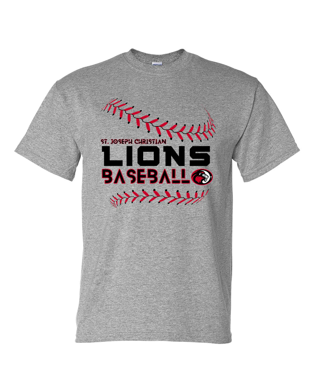 Lions Baseball Sports Grey Tee