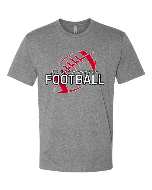 Distressed SJCS Football Outline Sports Grey Next Level Tee
