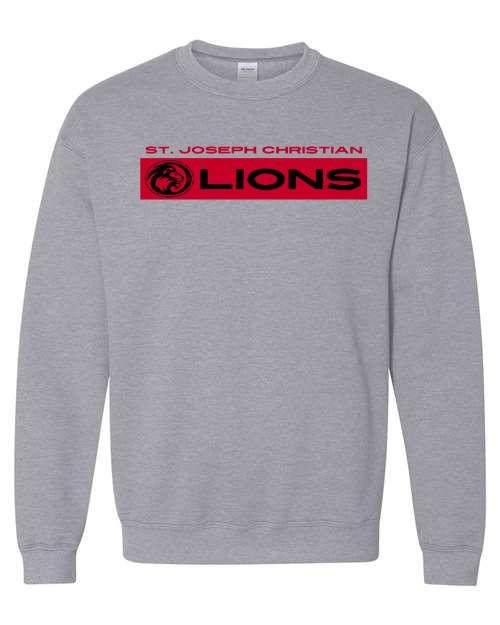 Red & Black SJCS Lions Sports Grey Sweatshirt/Hoodie Option