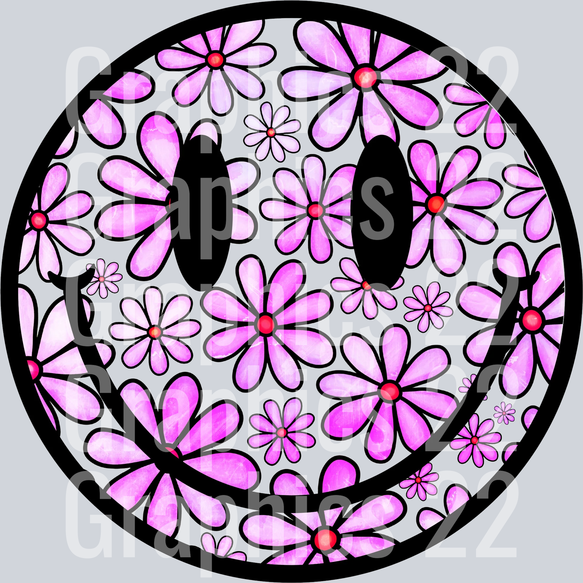 Floral Smiley Island Reef DTF Transfer