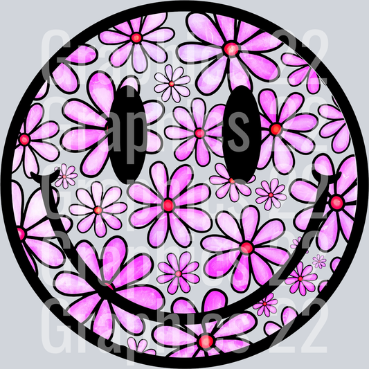 Floral Smiley Island Reef DTF Transfer