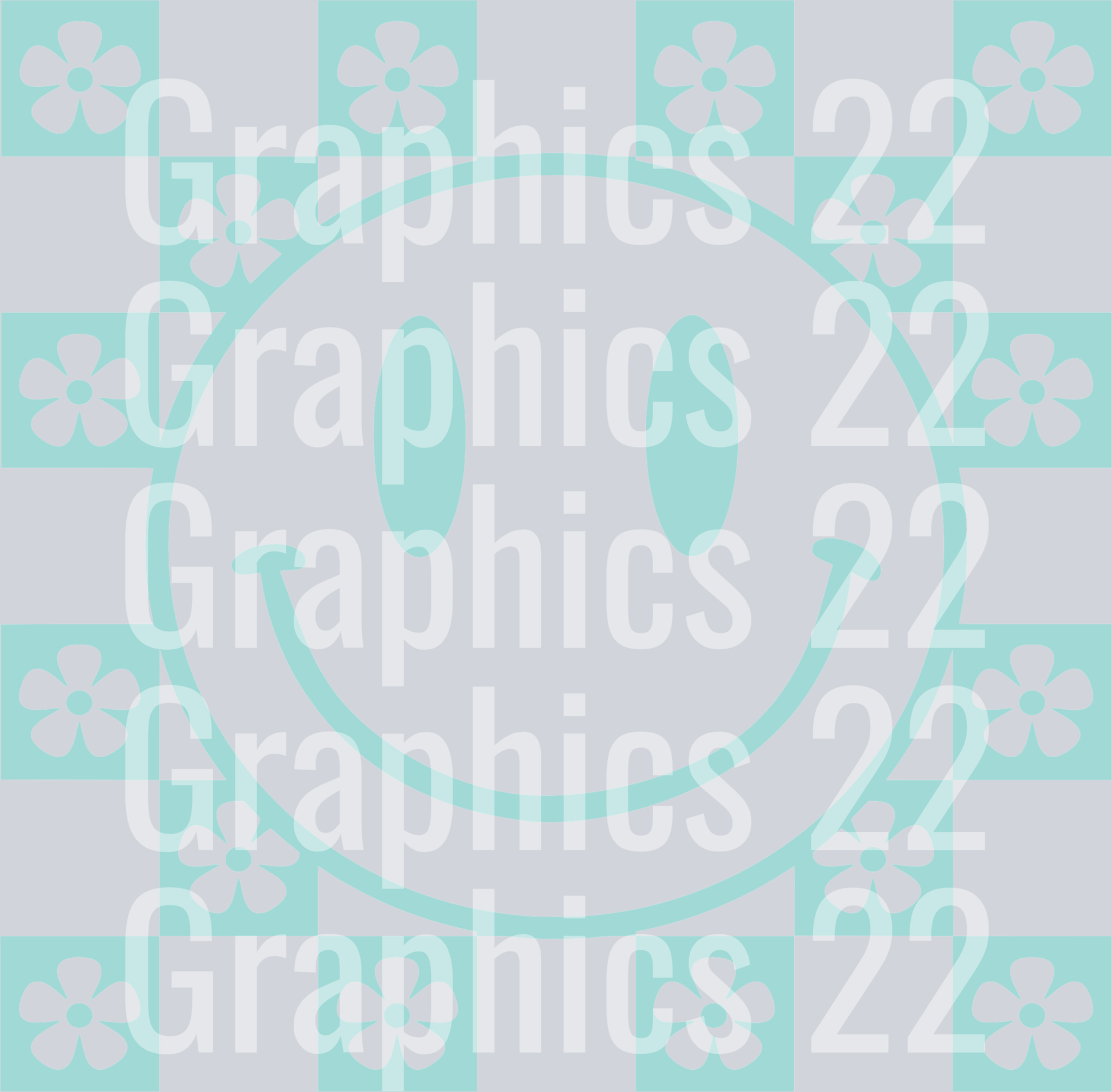 Teal Checkered Daisy DTF Transfer