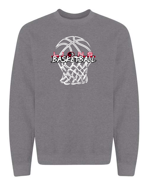 Lions White Net Basketball Heather Graphite Sweatshirt/Hoodie Option