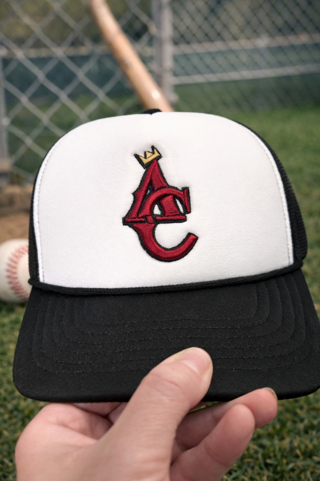 Embroidered Puff AC Kings Black/White Trucker Hat