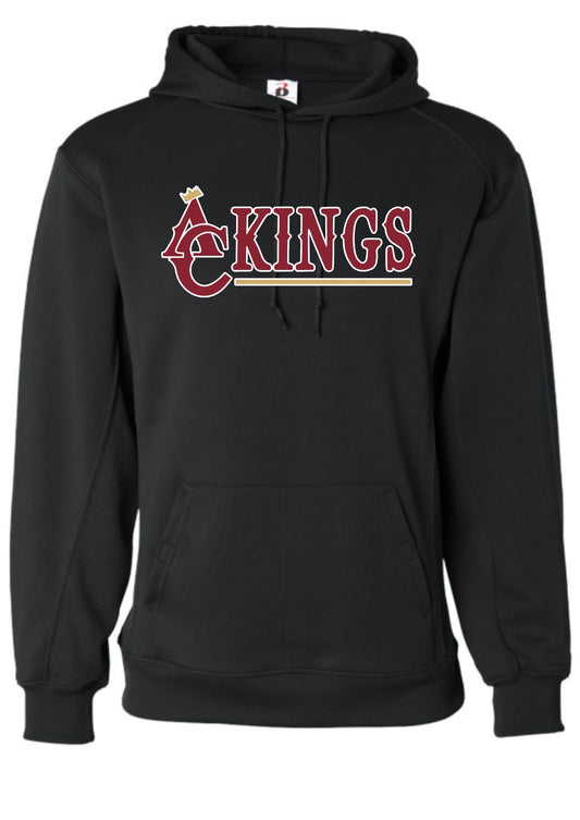 AC Kings 5 White Outline Black Moisture Wicking Hoodie