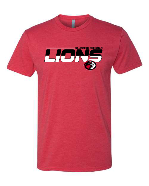 Two Tone Black SJCS Lions Red Next Level Tee
