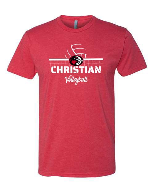 White Christian Volleyball Red Next Level Tee