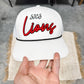 SJCS Red Lions Puff Embroidered White With Black Rope Hat