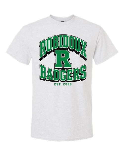 Robidoux R Badgers Short Sleeve & Long Sleeve Gildan Ash Option