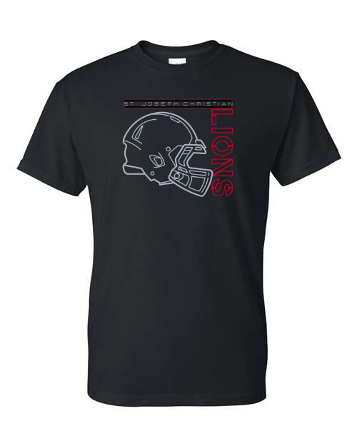 SJCS Outline Football Helmet Black Short Sleeve/Long Sleeve