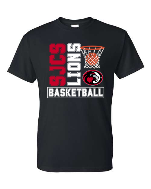 Red & White Vertical SJCS Lions Basketball Black Options