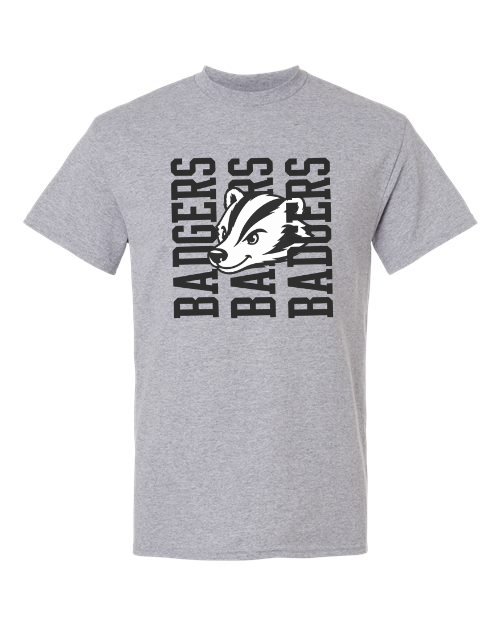 Badgers Repeat Short Sleeve & Long Sleeve Gildan Sports Grey Option