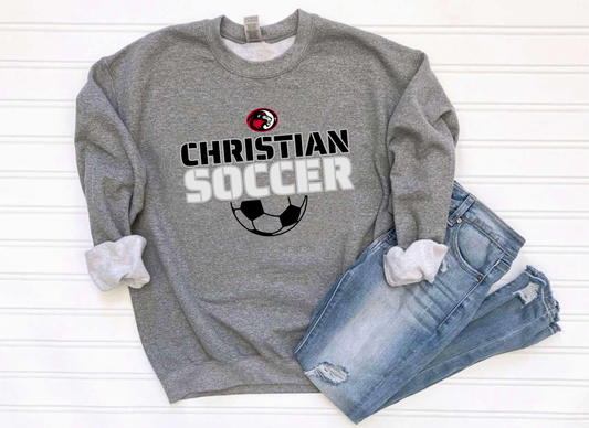 Christian Soccer Heather Graphite Sweatshirt/Hoodie Option