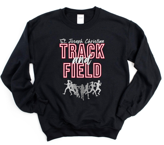 Red Lined Track And Field Black Sweatshirt/Hoodie Option