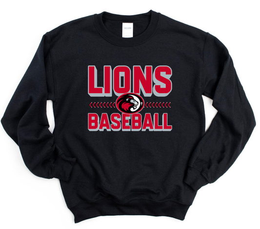 Lions Baseball Logo Stitching Black Sweatshirt/Hoodie Option