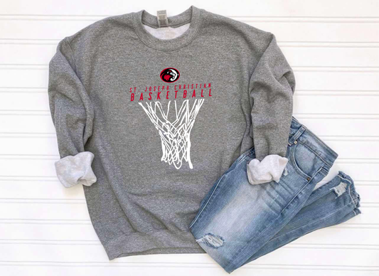 NEW White SJCS Basketball Net Heather Graphite Sweatshirt/Hoodie Option