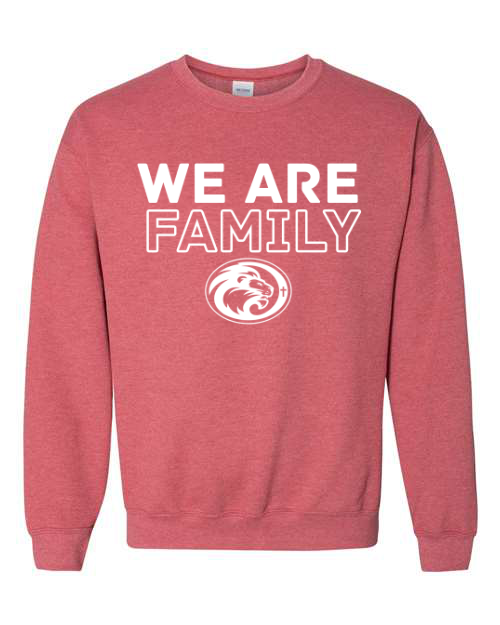 White We Are Family Heather Red Sweatshirt/Hoodie Option