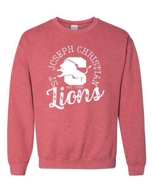 White Vintage SJCS Spirit Wear Heather Red Sweatshirt