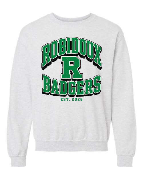 **ADULT SIZES** Robidoux R Badgers Ash Sweatshirt/Hoodie Option