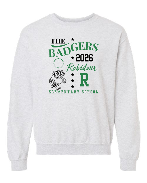 **ADULT SIZES**2026 Badgers Ash Sweatshirt/Hoodie Option