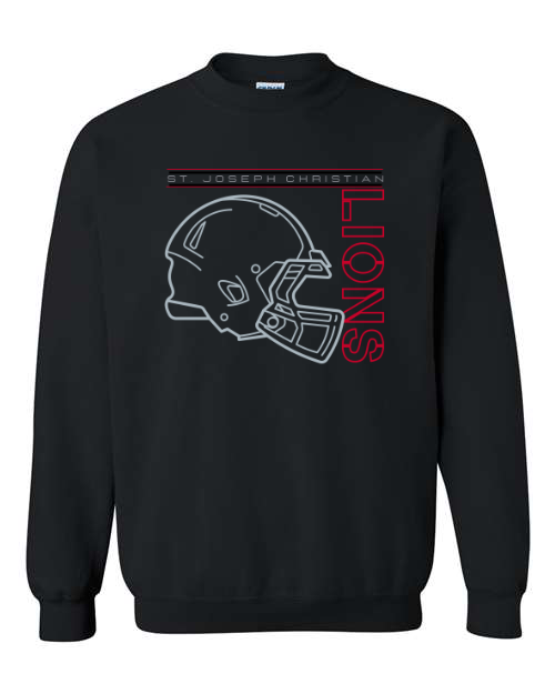 SJCS Outline Football Helmet Black Sweatshirt/Hoodie Option