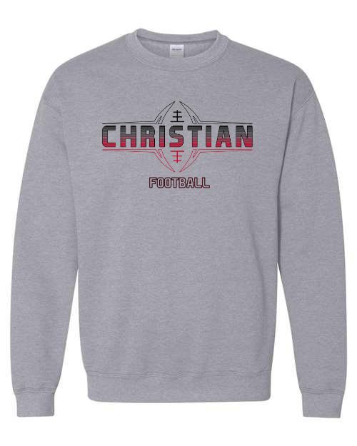 Red & Black Vertical Christian Football Sports Grey Sweatshirt/Hoodie Option