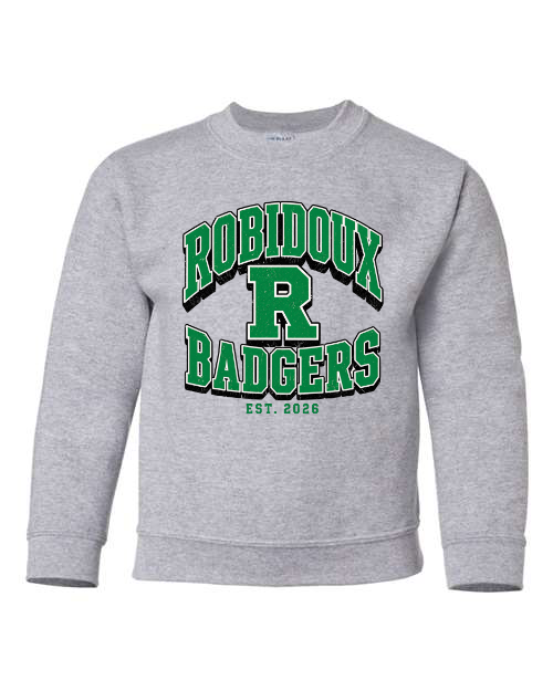 **YOUTH SIZES** Robidoux R Badgers Sports Grey Sweatshirt/Hoodie Option