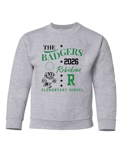 **YOUTH SIZES** 2026 Badgers Sports Grey Sweatshirt/Hoodie Option