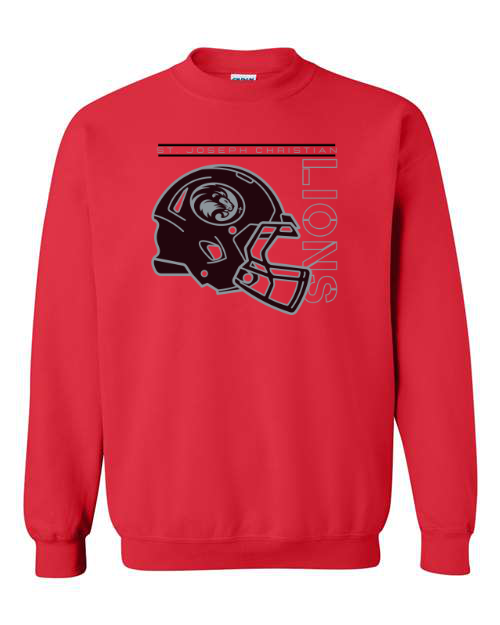 SJCS Fill In Football Helmet Red Sweatshirt/Hoodie Option