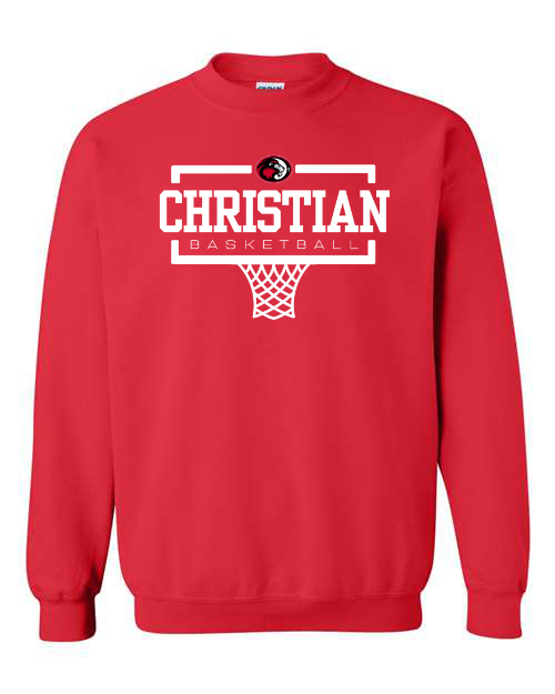 White Christian Basketball Red Sweatshirt/Hoodie Option