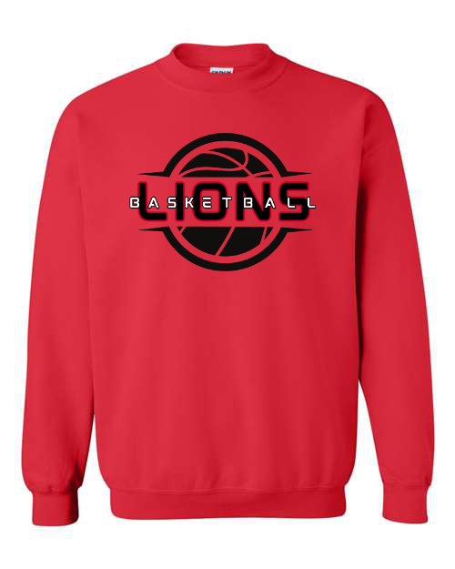 Lions Circle Basketball Red Sweatshirt/Hoodie Option