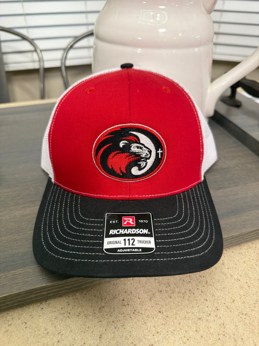 Embroidered SJCS Logo Red White Black Hat