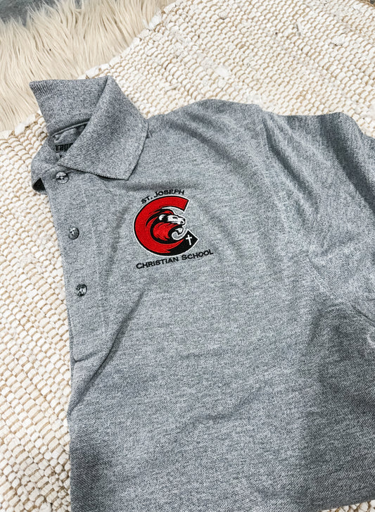 **EMBROIDERED** Sports Grey Adult Paragon Performance Mini Mesh Polo