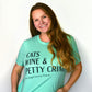Cats Wine & Petty Crime Heather Mint Tee