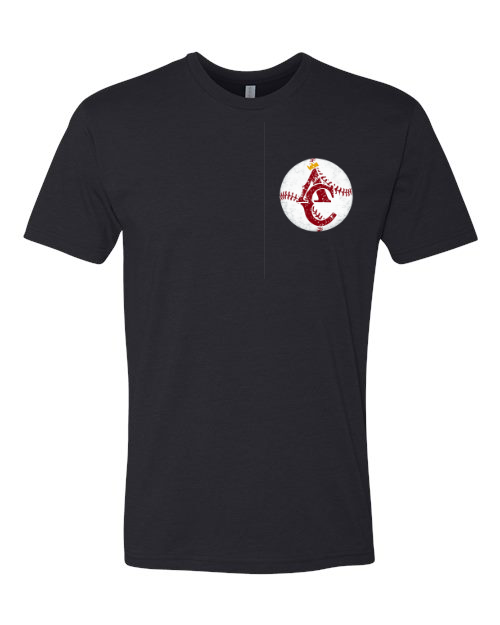 Left Chest Distressed AC Baseball Black Tee