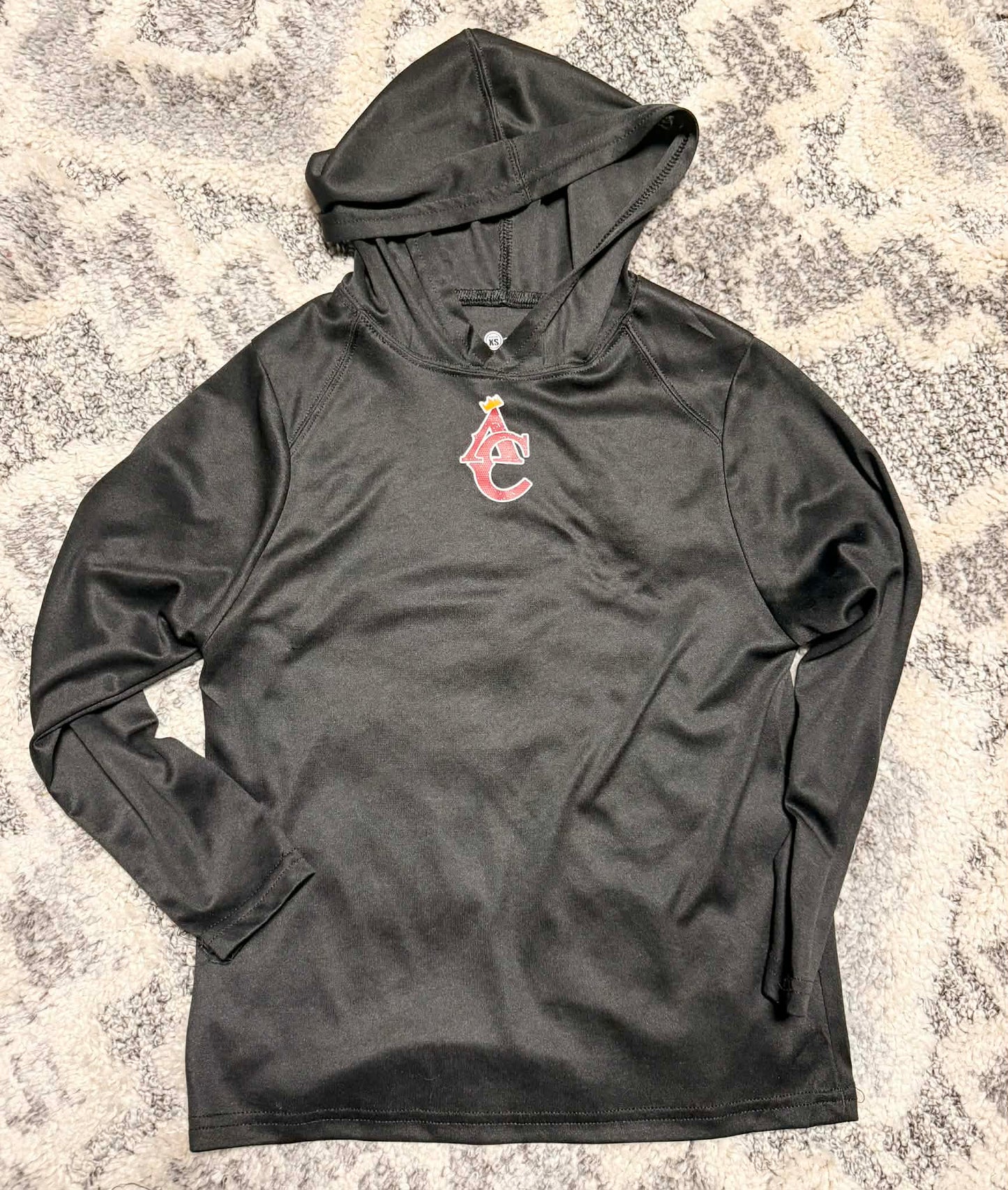 Small Center Check AC Kings Black Moisture Wicking Long Sleeve Hoodie Tshirt
