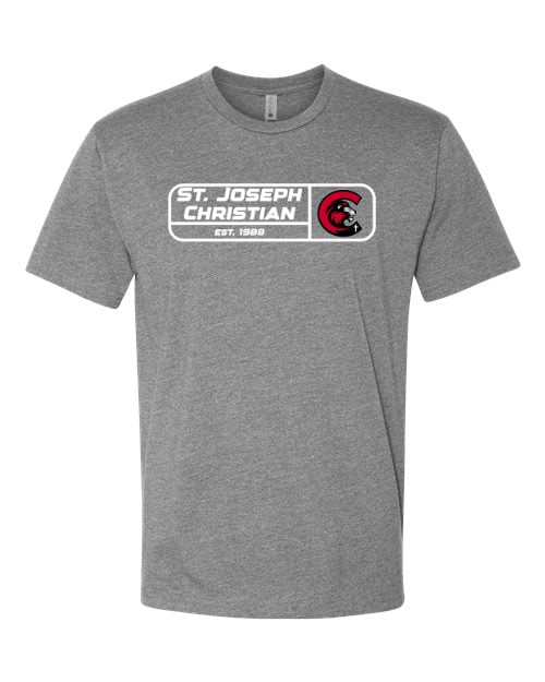 SJCS Lions Athletic Badge Grey Next Level Tee