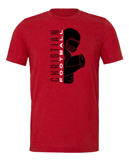Vertical Christian Football Bella Canvas Red Options