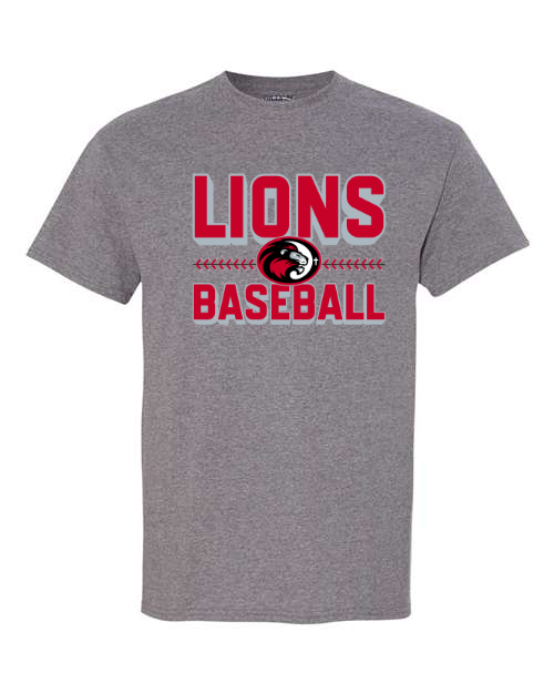 Lions Baseball Logo Stitching Heather Graphite Short Sleeve & Long Sleeve Option
