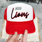 SJCS Black Lions Puff Embroidered Foam Red Trucker Hat